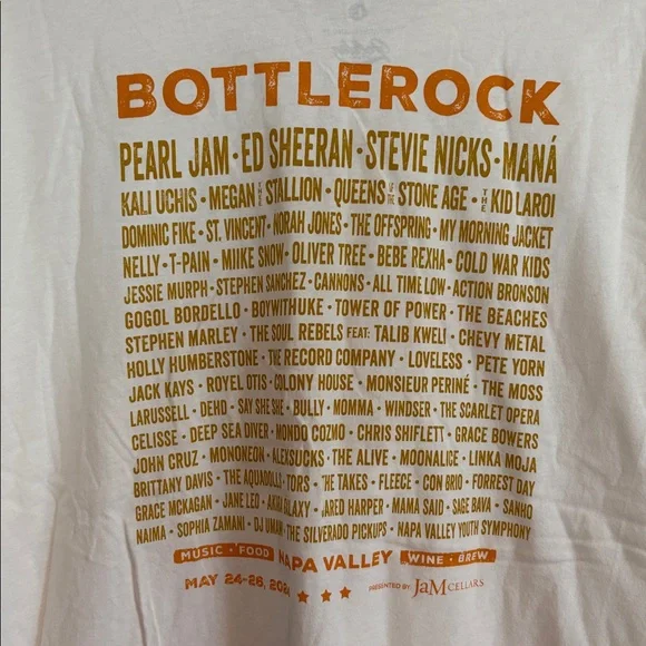 Bottlerock Women’s Concert Ivory T-Shirt Orange Graphic Size L Napa Valley 2024 - Picture 3 of 6